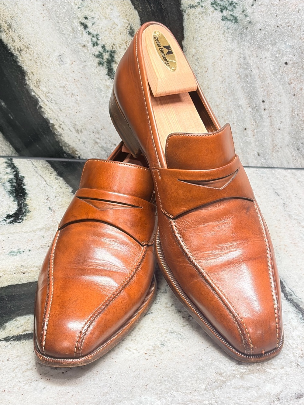 A.Testoni Black Label Bologna Brown Leather Loafers UK 9.5 US 10.5 Italy